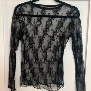 Black Lace Long Sleeve Top